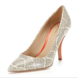 Delman Brisa Pump Printed Cobra Orange Heel